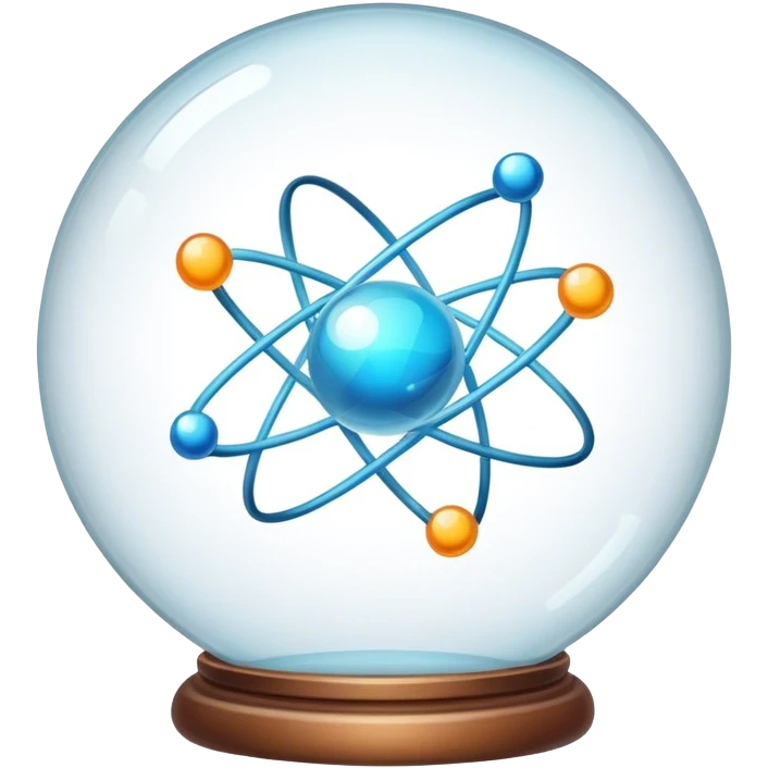 A glass sphere with atoms flying around inside emoji