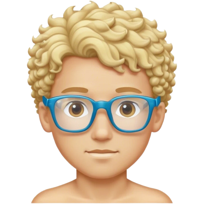 Strong, blond, curly-haired, handsome swimmer boy with rectangular glasses. emoji