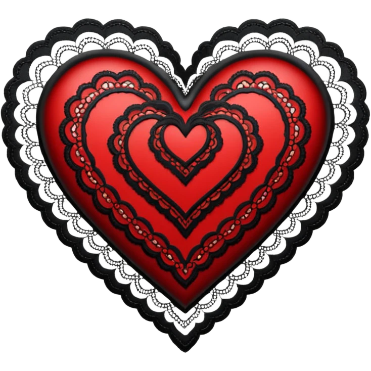 red and black heart with white lace, more black than red emoji