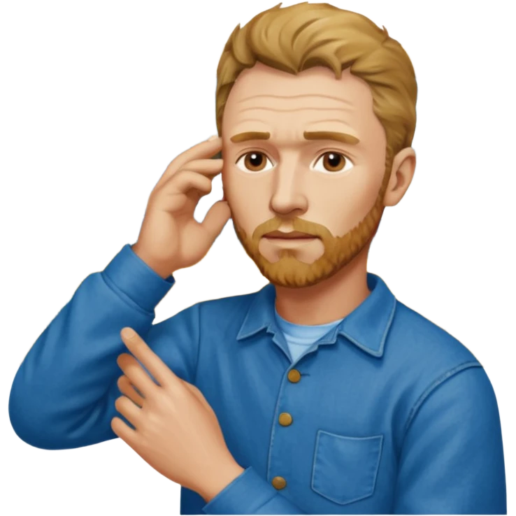 van gogh painting on a canvas while holding his ear emoji