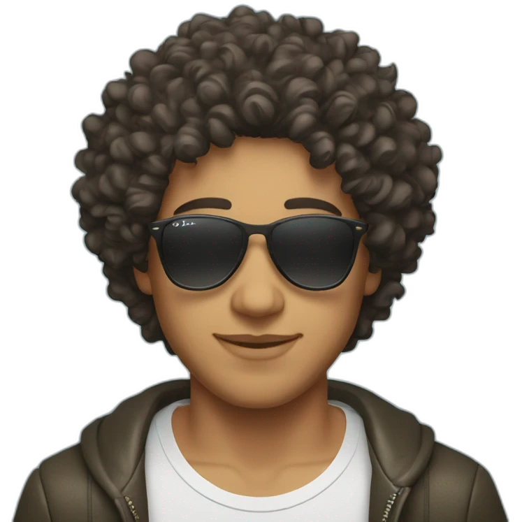 latin young man with curly hair and ray ban sunglass emoji