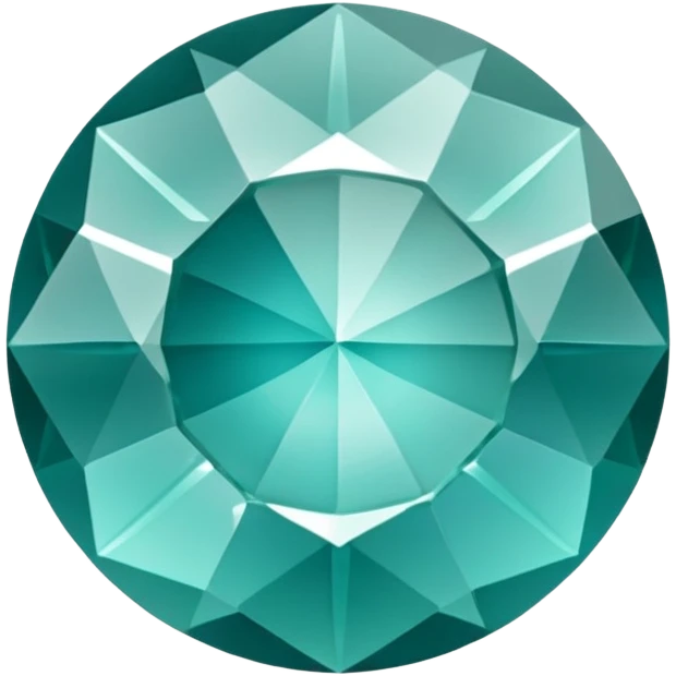 Faceted round grandidierite gem with teal blue-green hue and clear transparency emoji