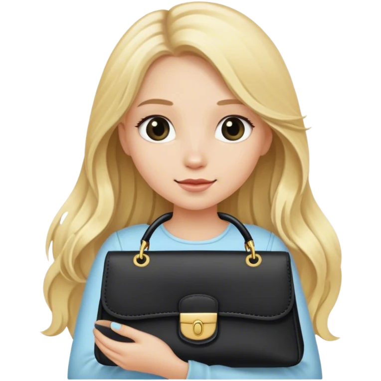 Blonde girl with long hair a big black purse emoji