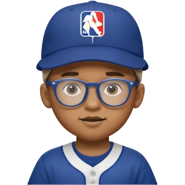 baseball hat and glasses child with nba jersey emoji