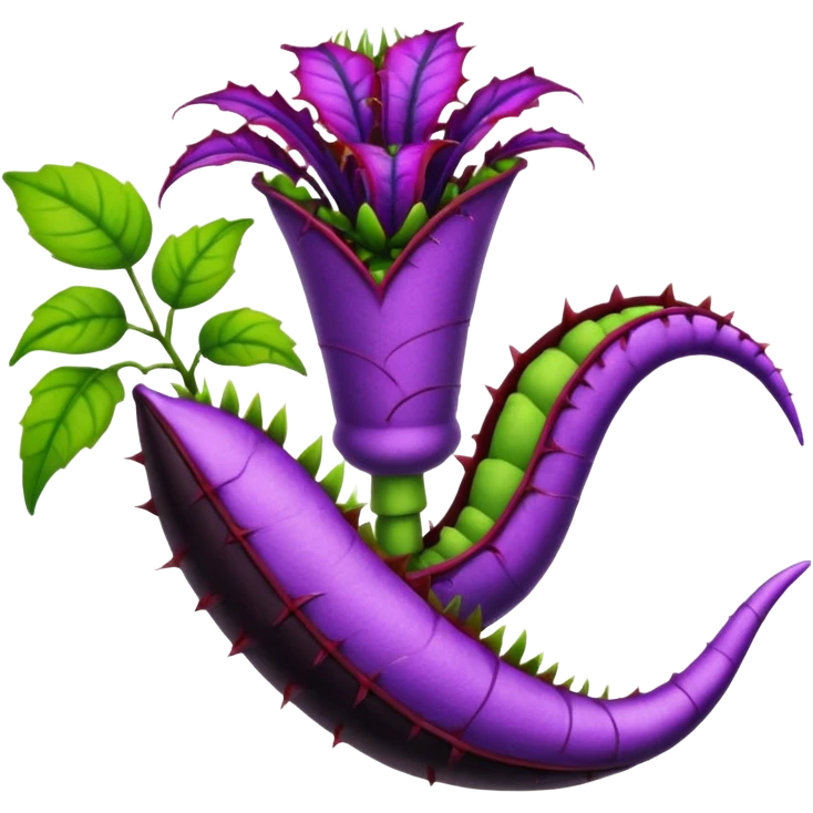 Black and purple Venus flytrap with vines emoji