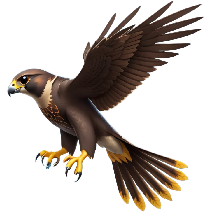 cinematic-peragrin falcon-realistic-full-body-diving-emoji,-sleek-aerodynamic-frame-plummeting-through-the-air-with-lightning-speed,-razor-sharp-talons-poised-for-the-strike,-feathered-wings-angled-for-maximum-precision,-keen-dark-eyes-locked-onto-its prey emoji