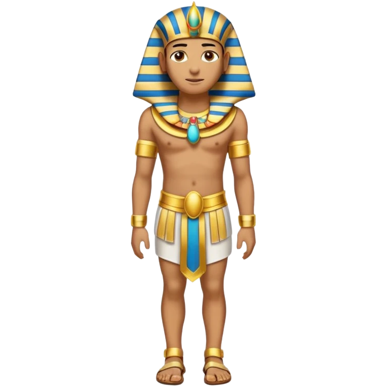pharaoh full body arms at sides, elaborate gold collar, striped headcloth, sandals emoji
