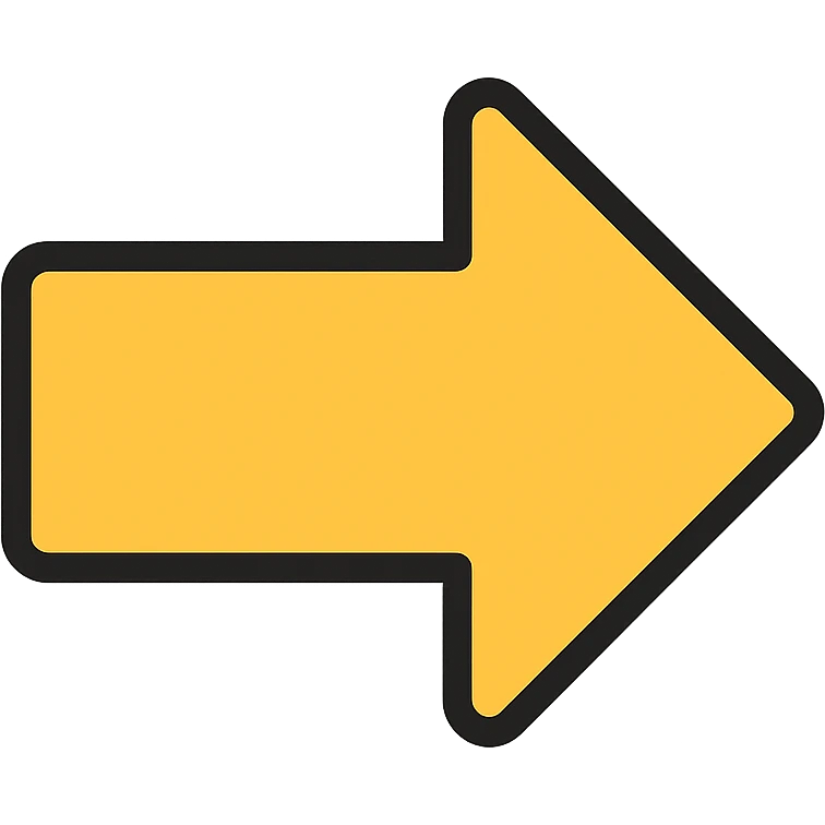 gold arrow pointing East, icon style emoji