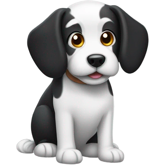 Black and white dog with floppy ears emoji