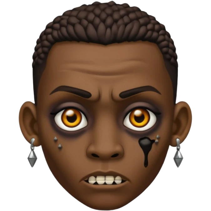 Zumbi man, black eye, studded earrings on both ears emoji