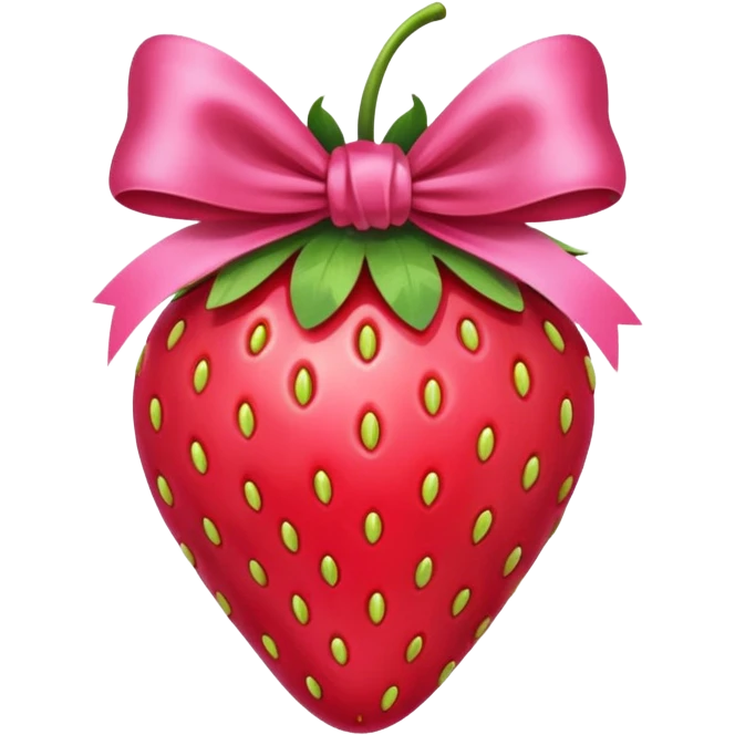 A strawberry with a bow   pink no face emoji