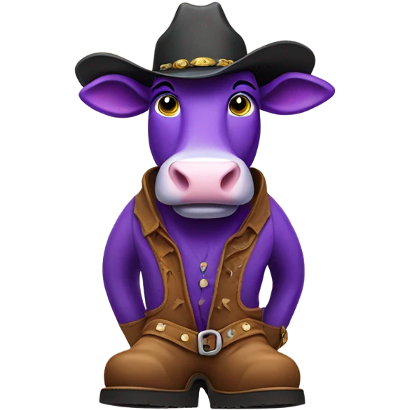 Purple cow wearing cowboy boots emoji