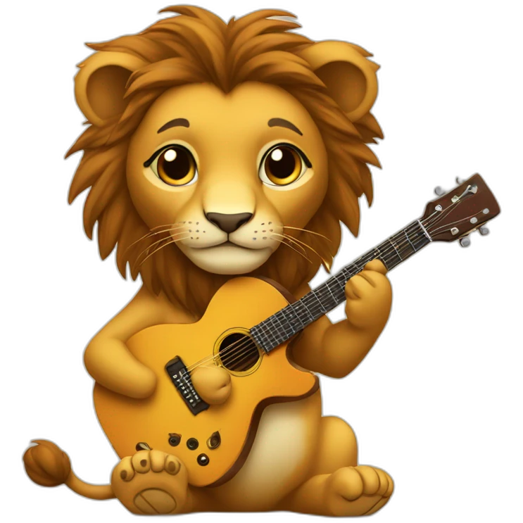  Young lion holding a guitar emoji