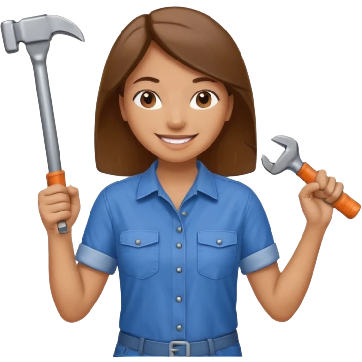 a handywoman holding a wrench in this right hand and a hammer in his left hand emoji