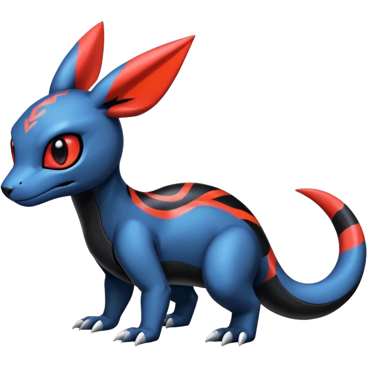 Cute Guilmon-Salandit-Umbreon-Fakémon-hybrid-creature (full body)  emoji