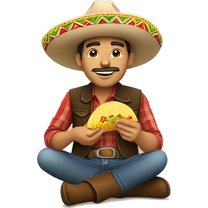 A Mexican guy eating a taco and cowboy boots emoji