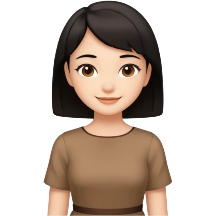 Gadis cantik, lucu, rambut pendek warna hitam, baju coklat aesthetic  emoji