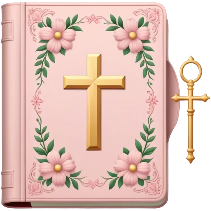 pale pink holy bible with flowers emoji