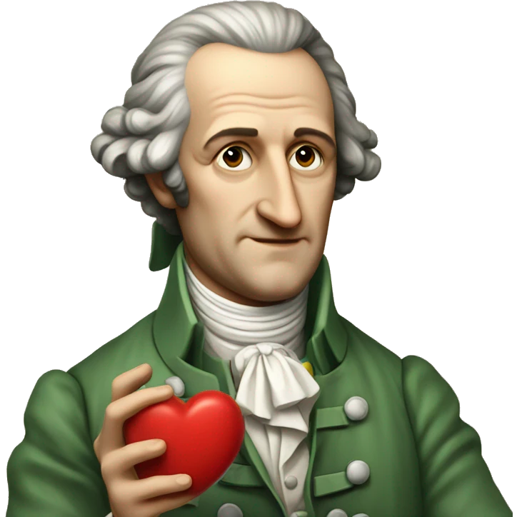 Goethe holds the heart in his hands emoji