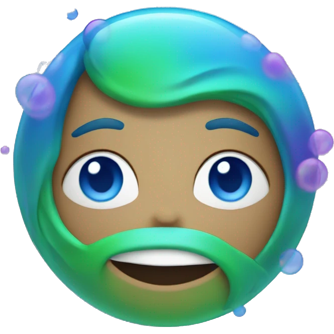 blue bubbles with green and purple highlights  emoji