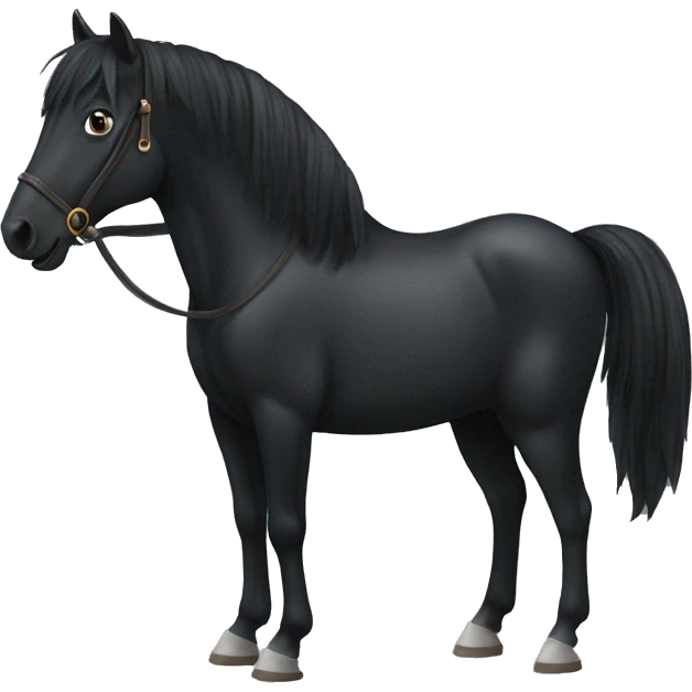 Totally black horse with a simple saddle emoji