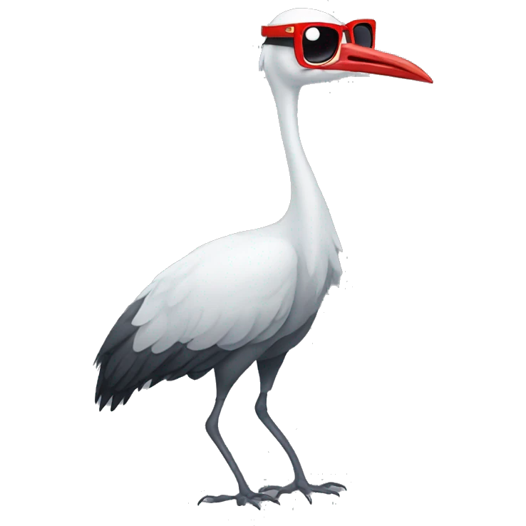 crane bird with red glasses emoji