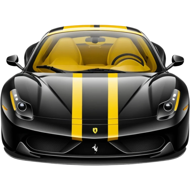 Black ferrari with 2 yellow stripes in the middle emoji