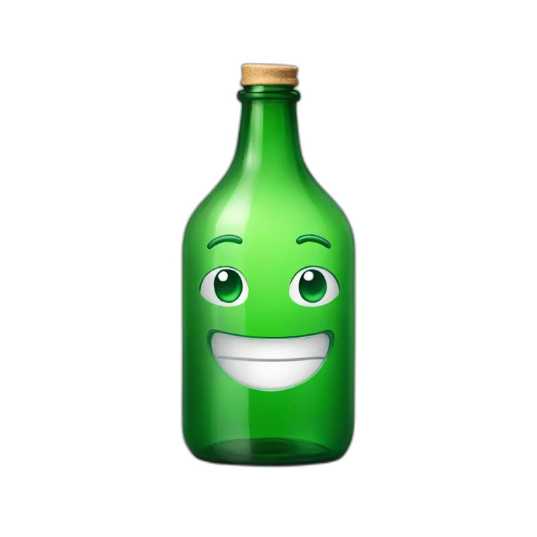 Green glass bottle smiling emoji