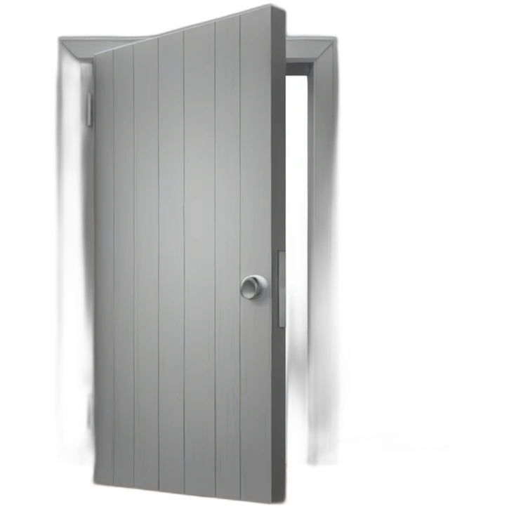 One gray wood open door perspective emoji