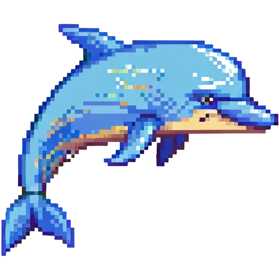 sad dolphin, pixel art style emoji