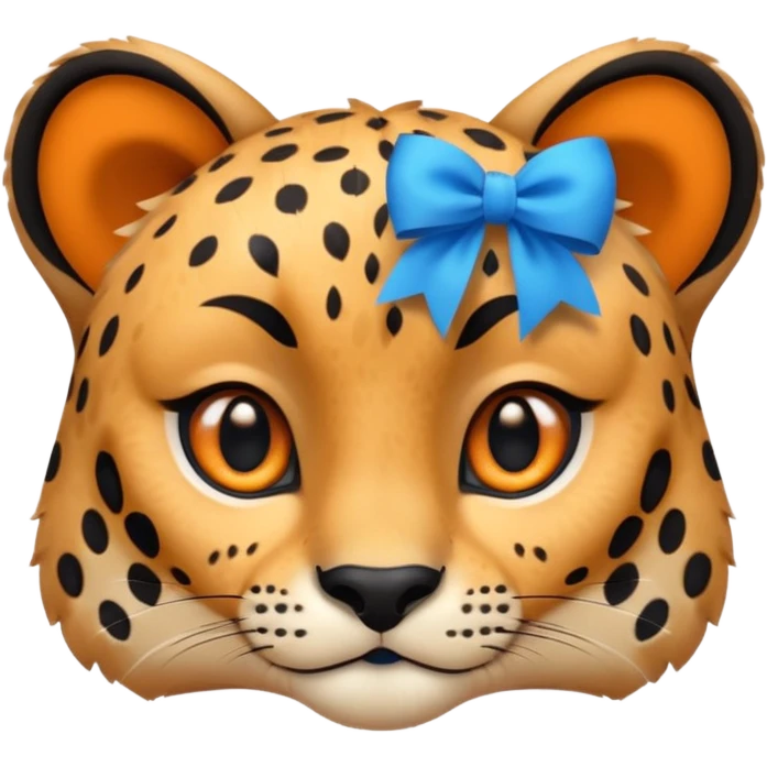 cute cheetah with blue bow emoji