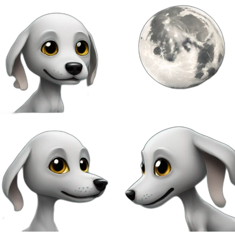 Alien dog visits the moon emoji