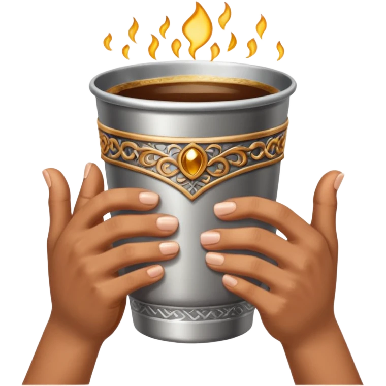 many hands hold the cup

 emoji