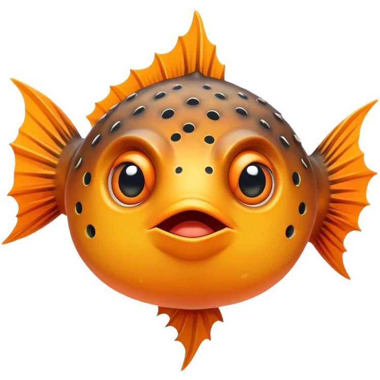 All Orange BlowFish facing forward Spikes emoji