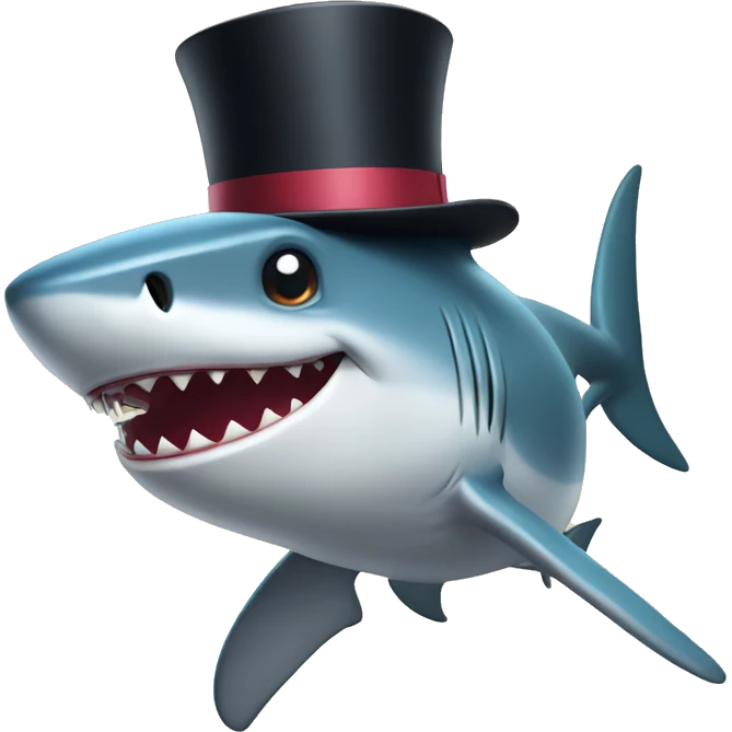 Shark with a top hat emoji