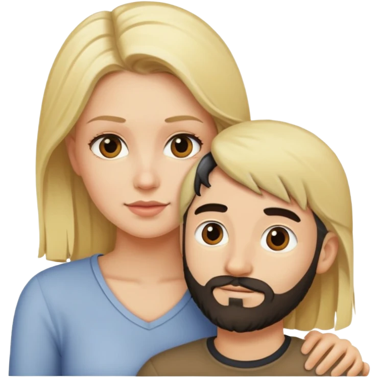 Blond woman with small dark-bearded man on her shoulder emoji