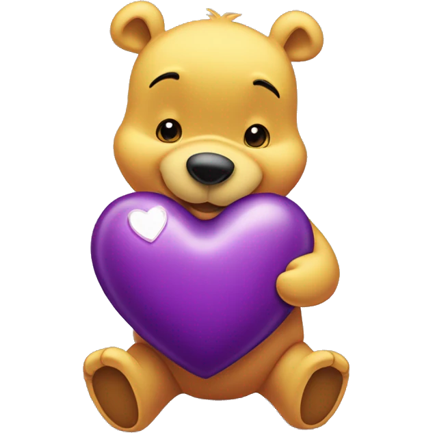 Winnie the Pooh holding a Purple Heart emoji