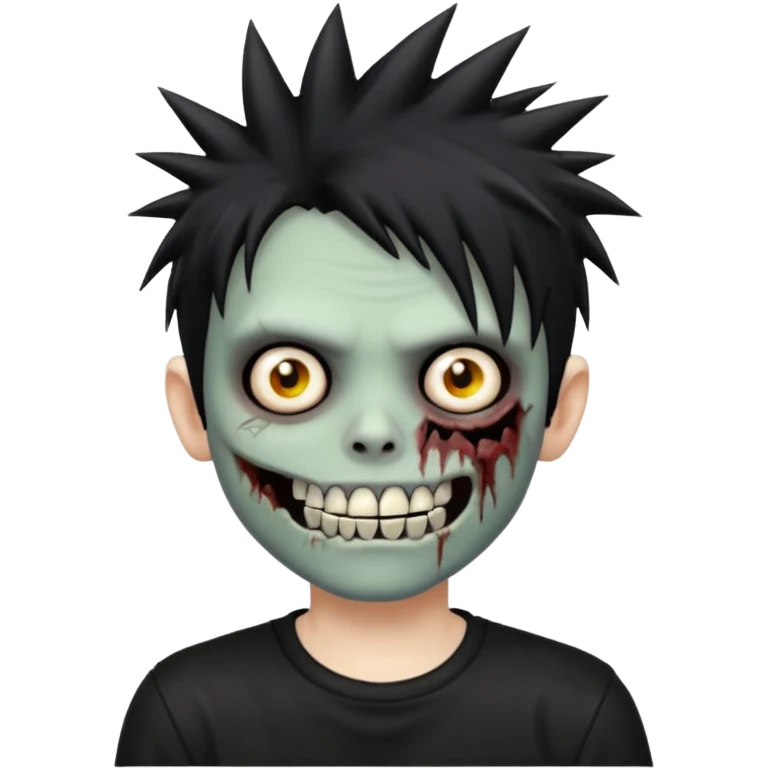 zombie emo boy with spiky hair and grillz with a black shirt emoji