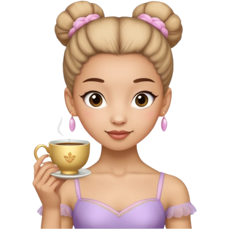 Una bailarina de ballet con una tasa en la cabeza emoji