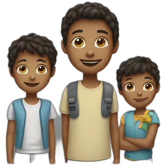 three kids emoji