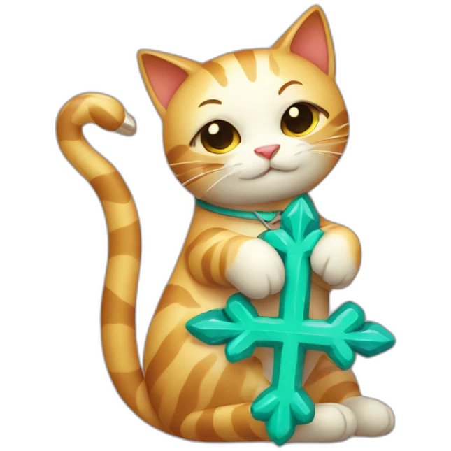 Chinese cat hugging Caduceus emoji