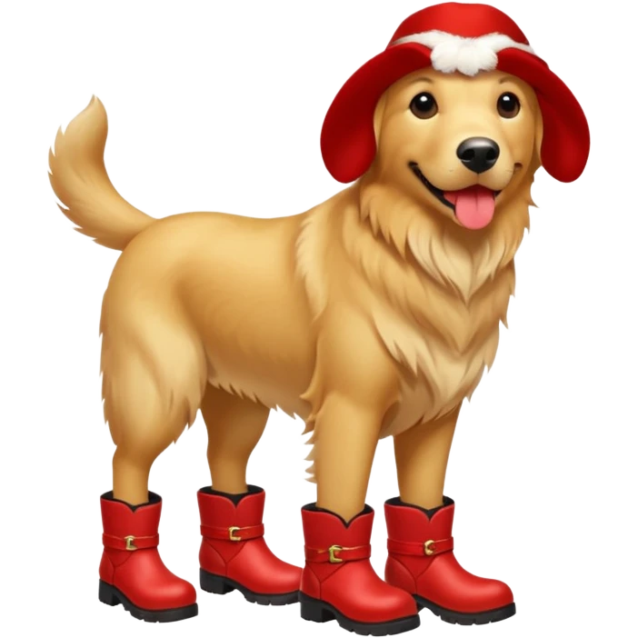  golden retriever with 6 legs and red boots emoji