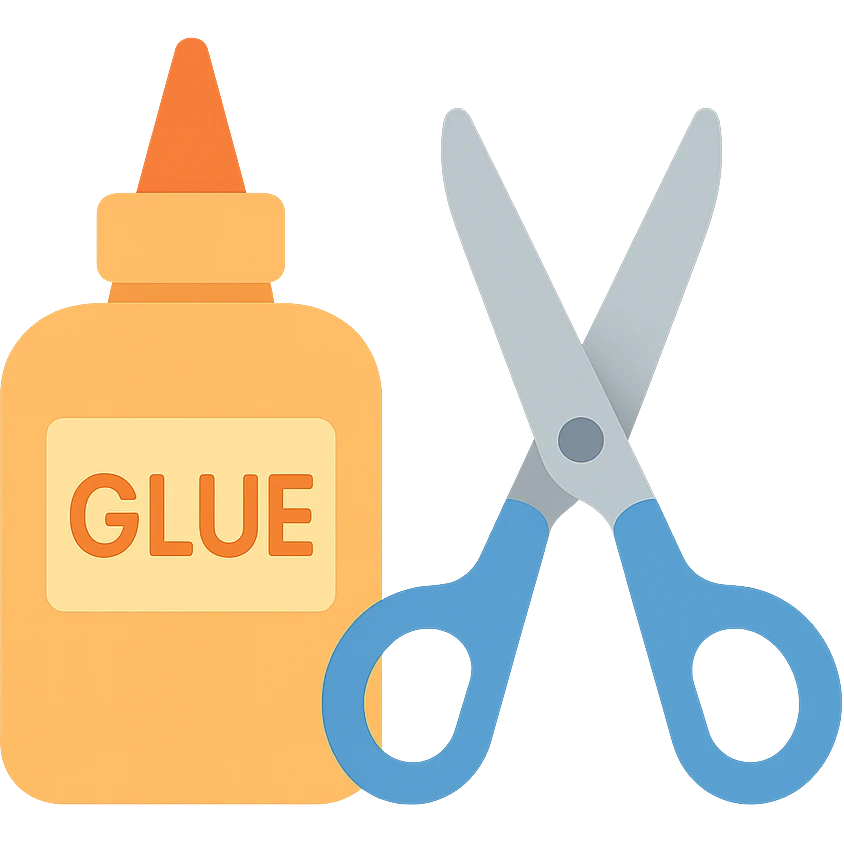 craft glue and scissors flat toon emoji
