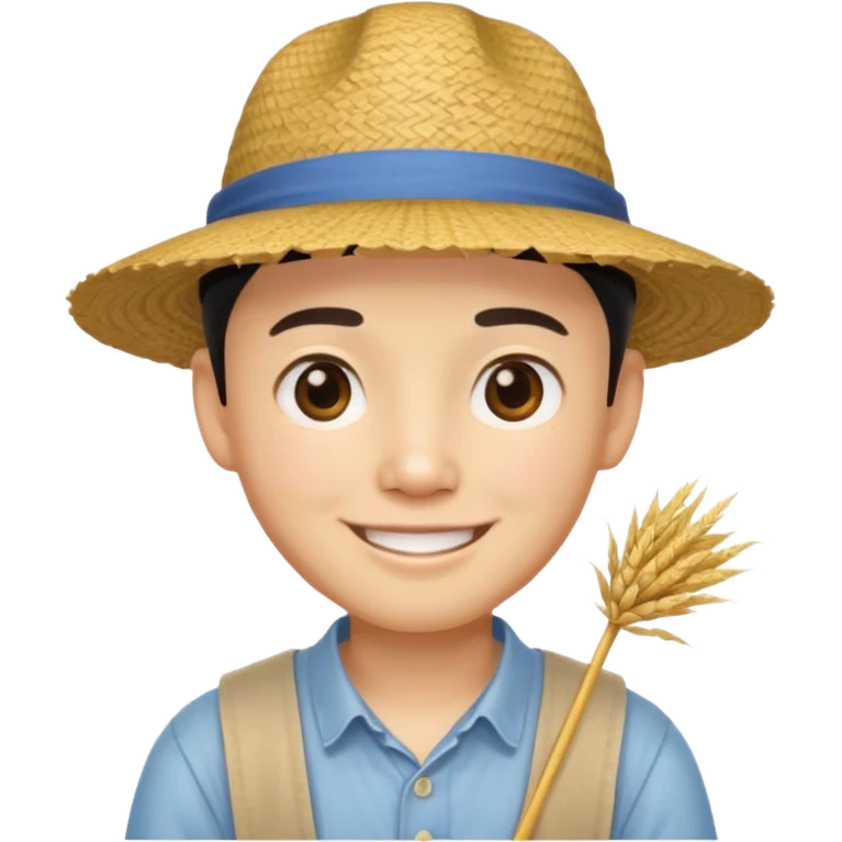Chinese guy stereotype with straw hat and little eyes yellow guy not black emoji