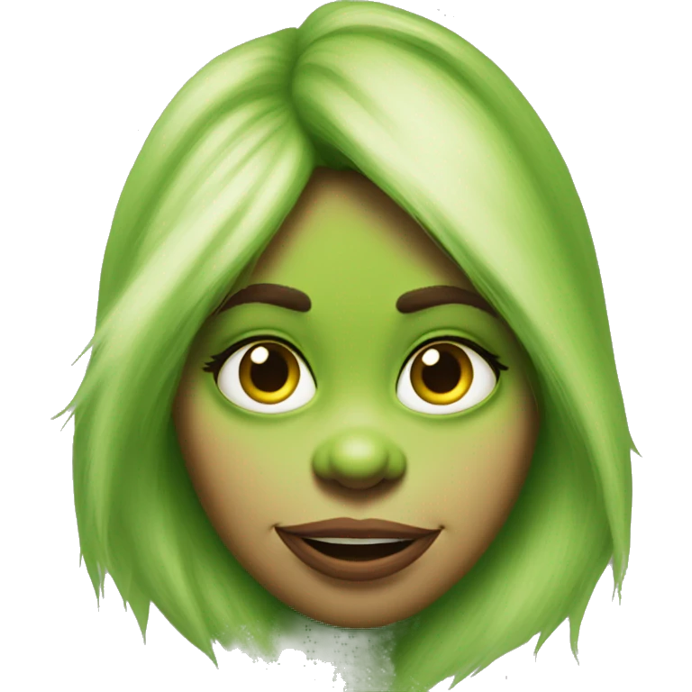 grinch dressed as girl with make up emoji