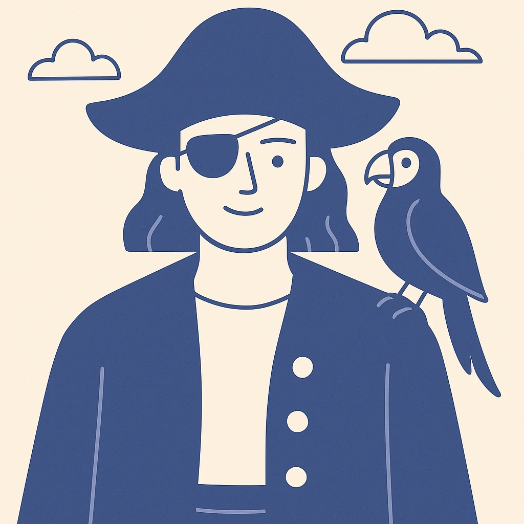 pirate with eye patch and parrot emoji