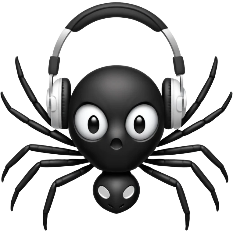 A black spider with white headphones emoji