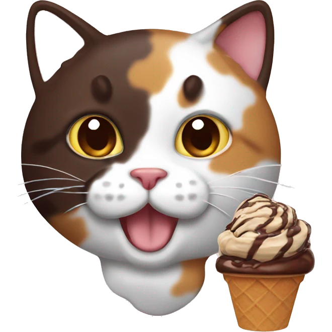 calico cat with chocolate icecream  emoji