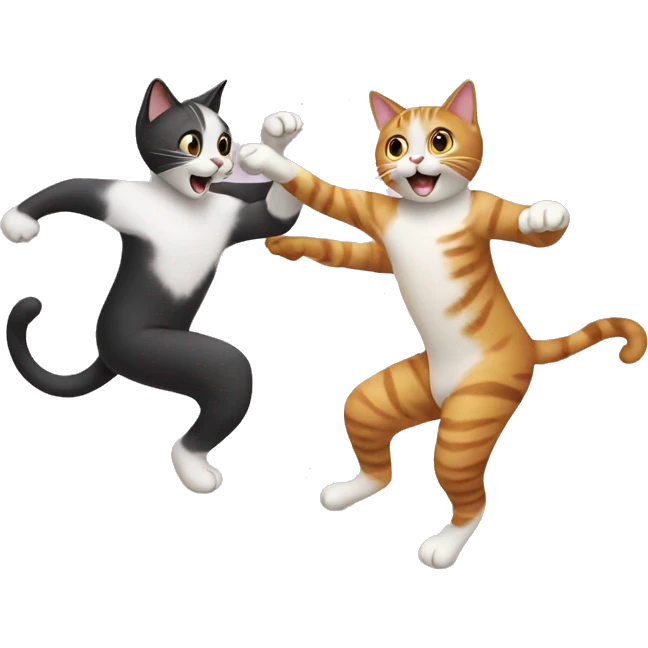 Two cats dancing emoji