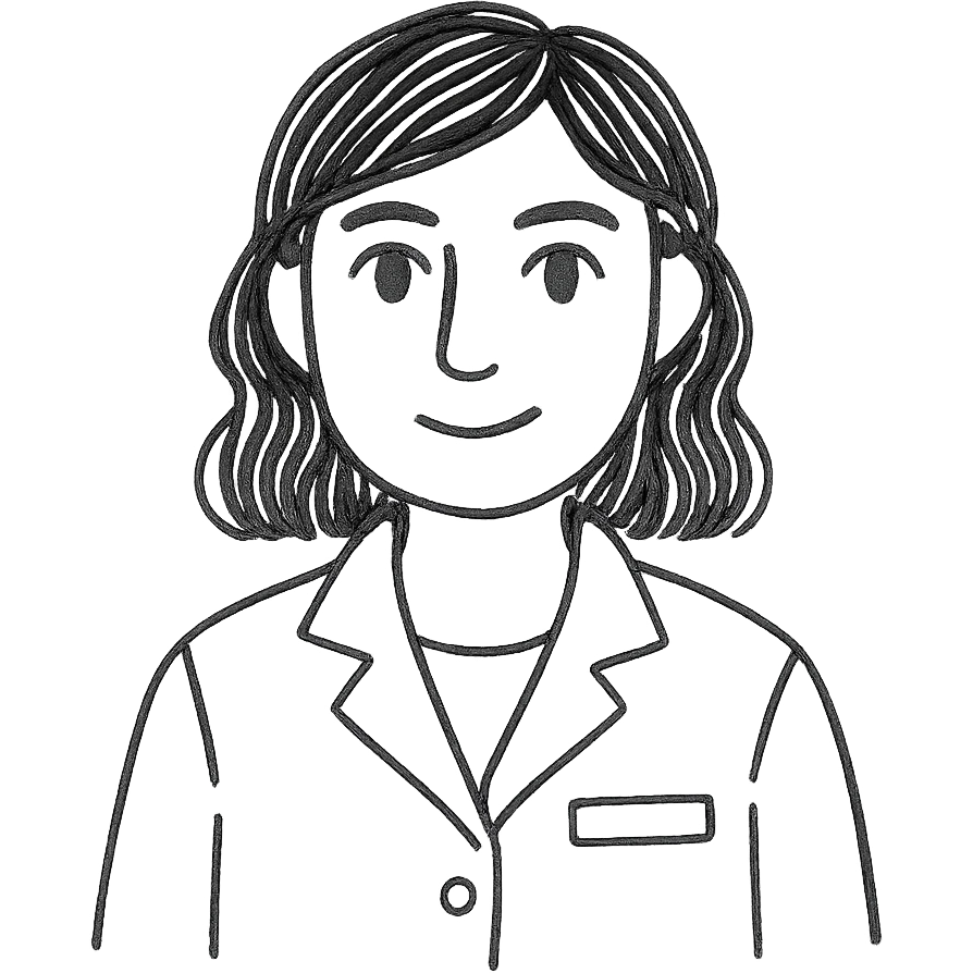 A brunette with dark green eyes in a science lab coat emoji